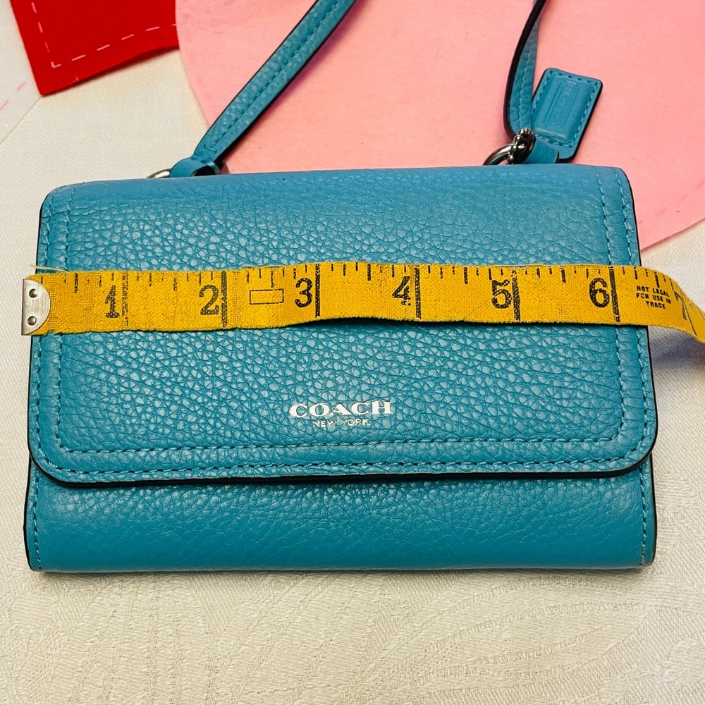 Small Leather Turquoise Coach Crossbody - Picture 4 of 7